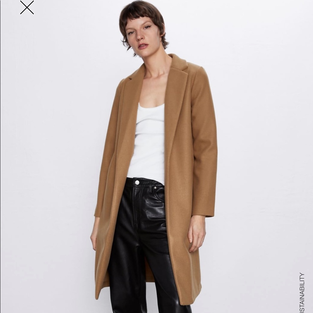 NWOT Zara Basic Coat in Camel